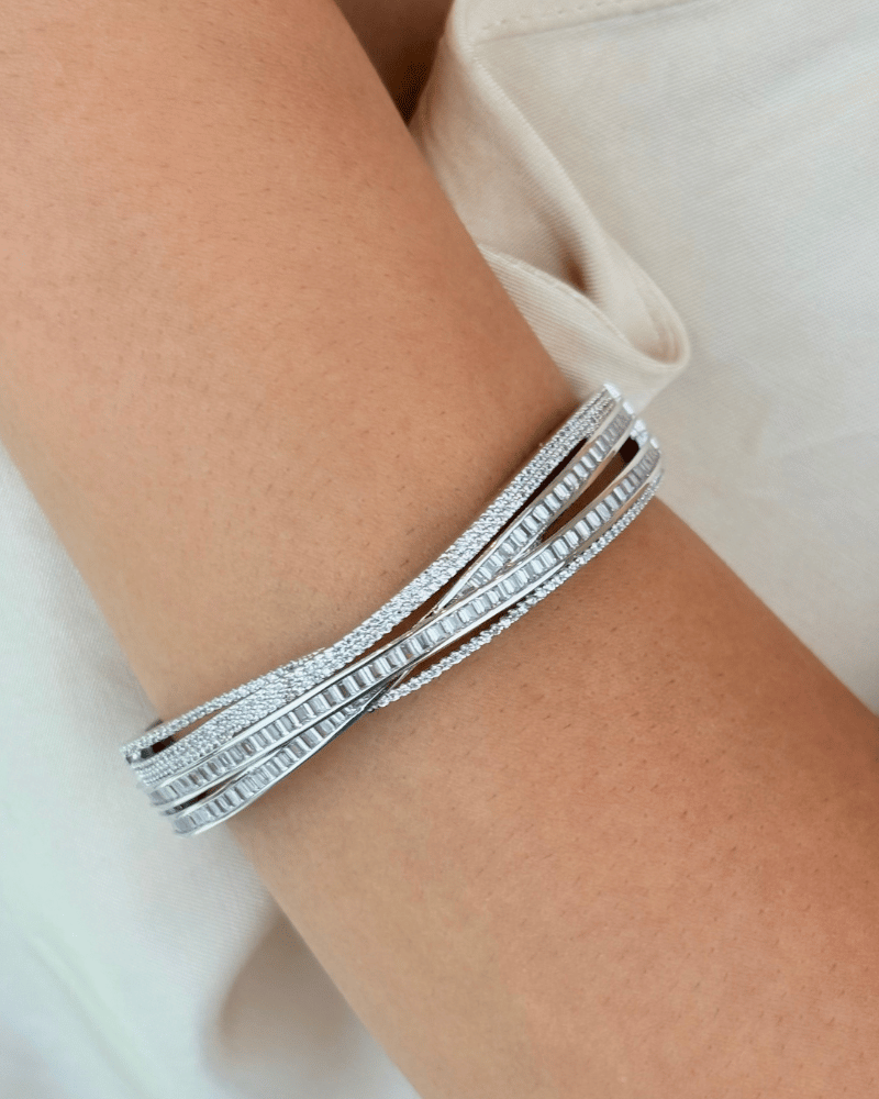Aven Layered Diamond Bracelet | Openable | Rhodium Plating
