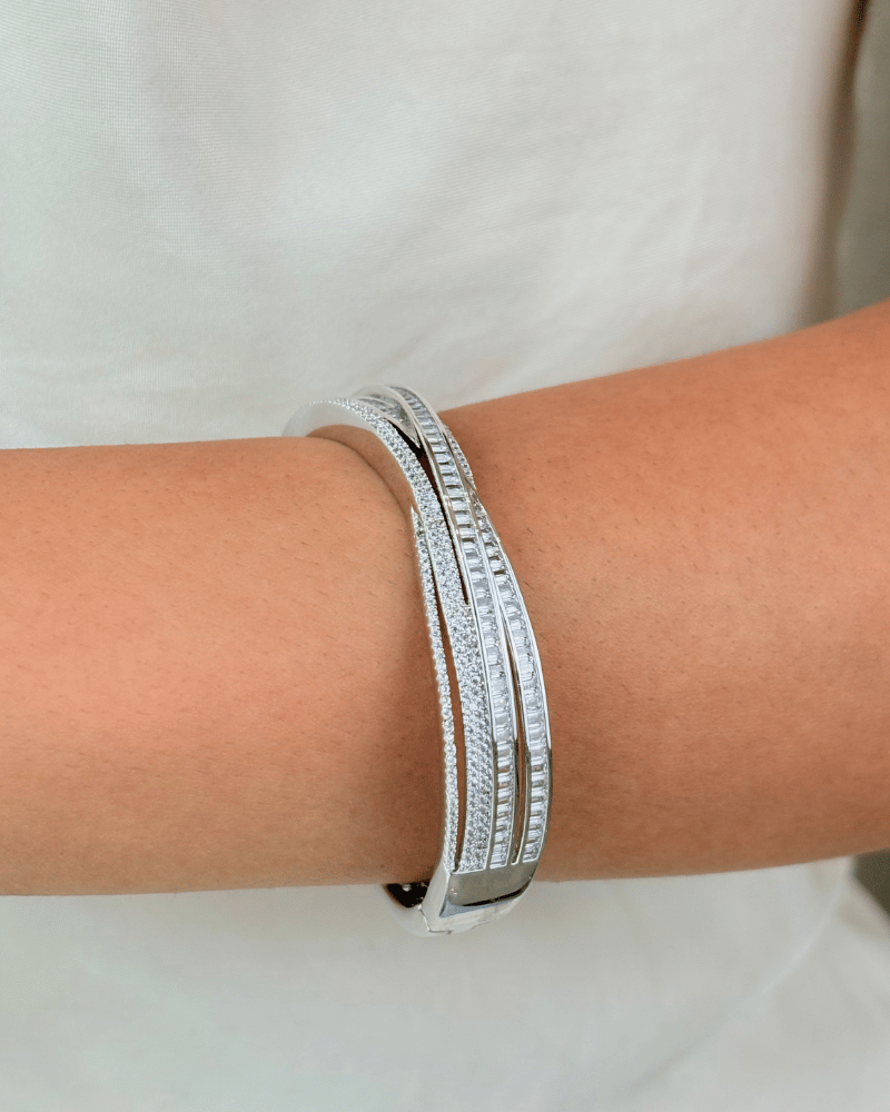 Aven Layered Diamond Bracelet | Openable | Rhodium Plating