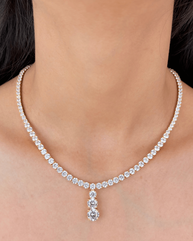 Falling Star Diamond Necklace | Rhodium Plating