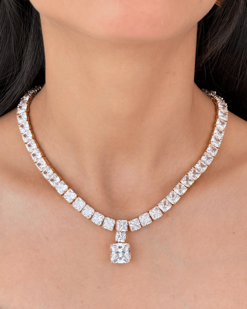Nayara Diamond Necklace | Rhodium Plating