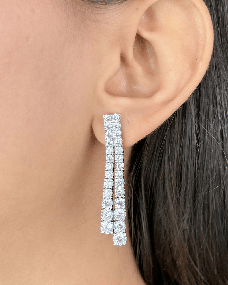 Tassel Diamond Necklace | Rhodium Plating