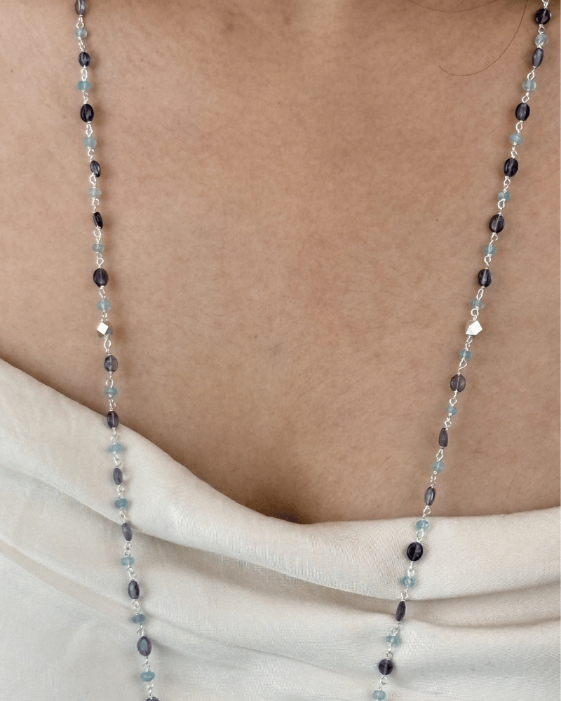 Ocean Mist Aquamarine Mala | 92.5 Silver Jewellery
