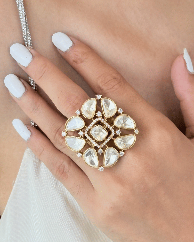 Rivaaz Moissanite Ring | Adjustable | 18K Gold Plating