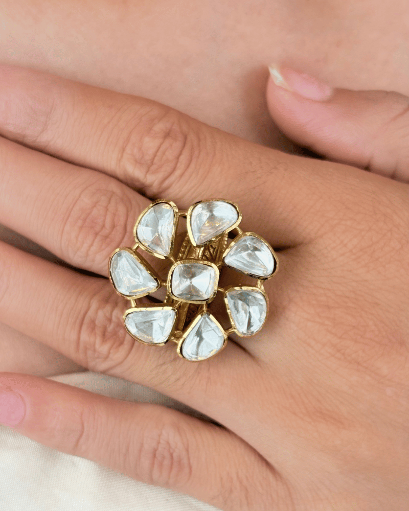 Mallika Moissanite Ring | Adjustable | 18K Gold Plating