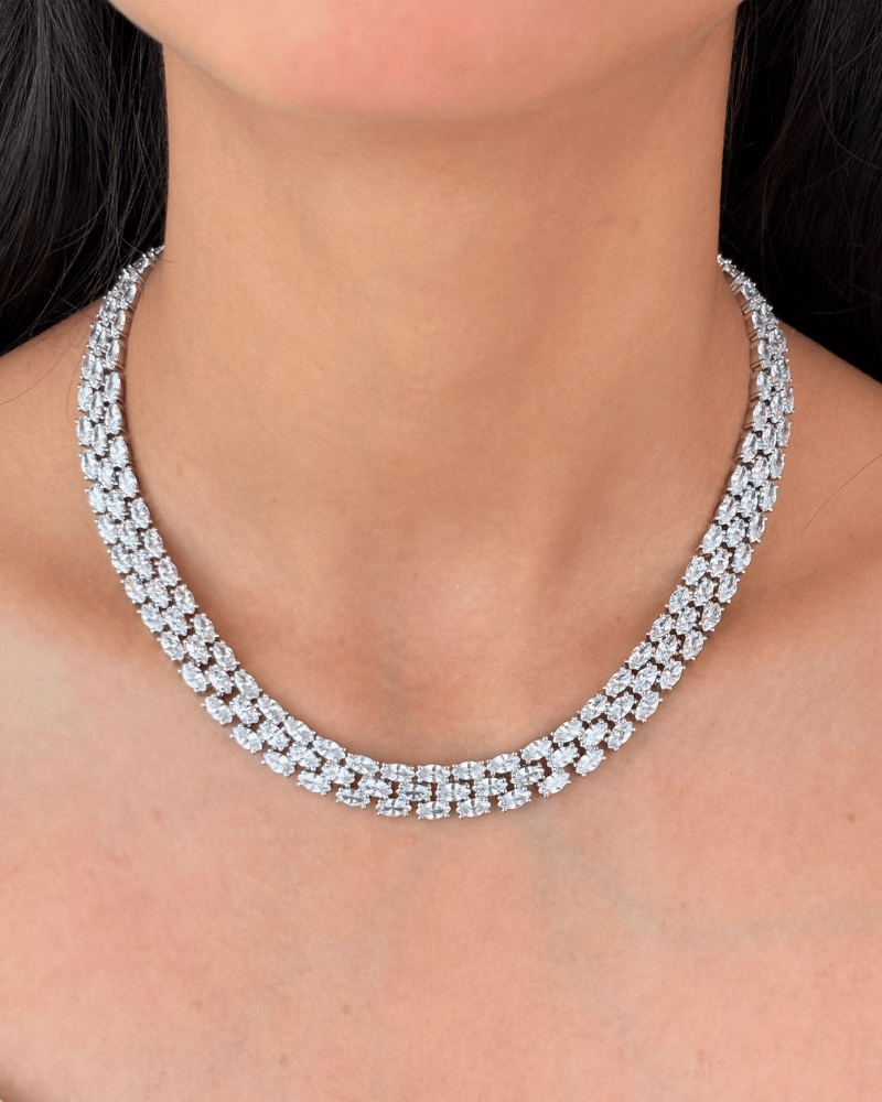 Eveline Crytsal Necklace | Rhodium Plating