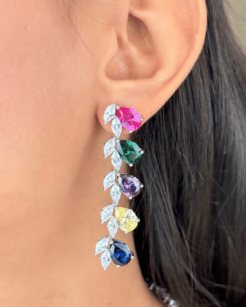 Rangtara Multi Color Diamond Necklace | Rhodium Plating