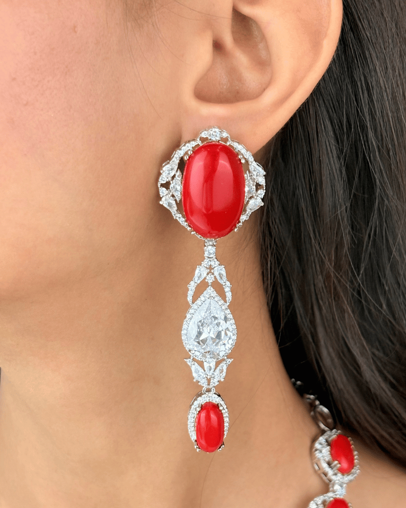Ravelle Red Agate Crystal Drop Necklace