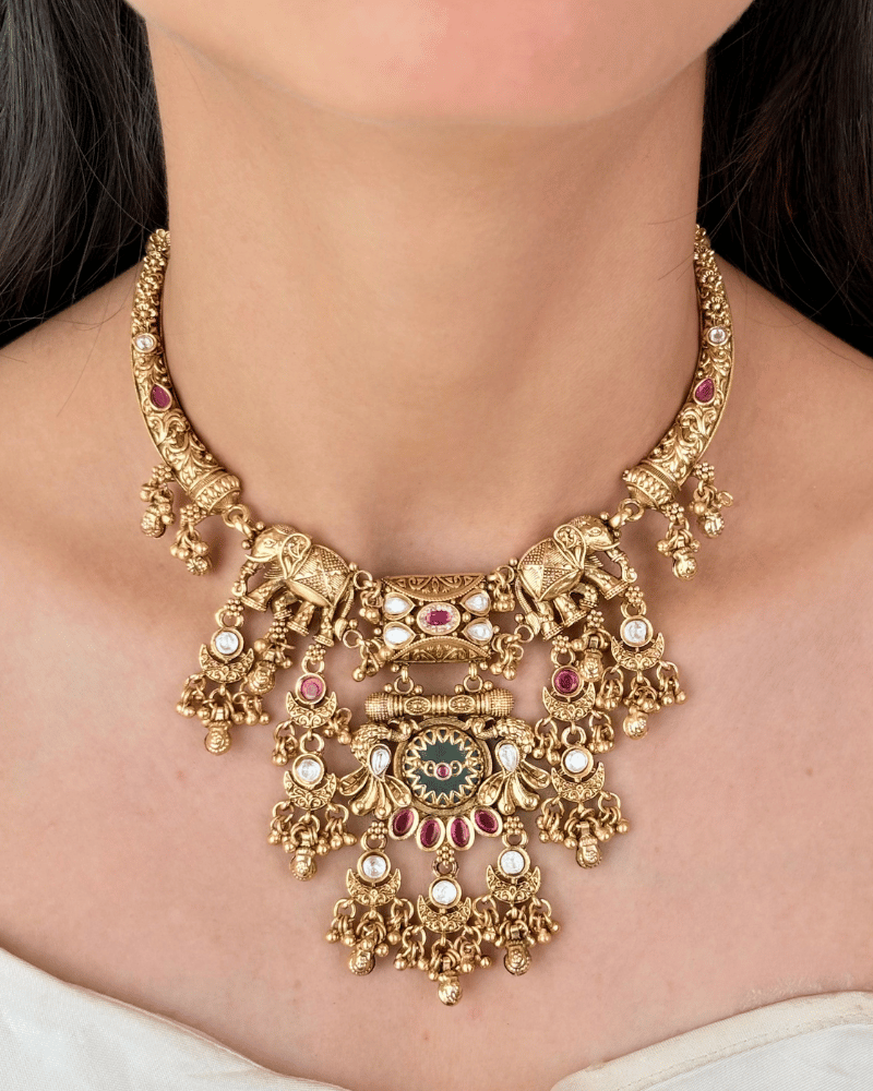 Gajmala Golden Rajwada Hasli | 18K Gold Plating