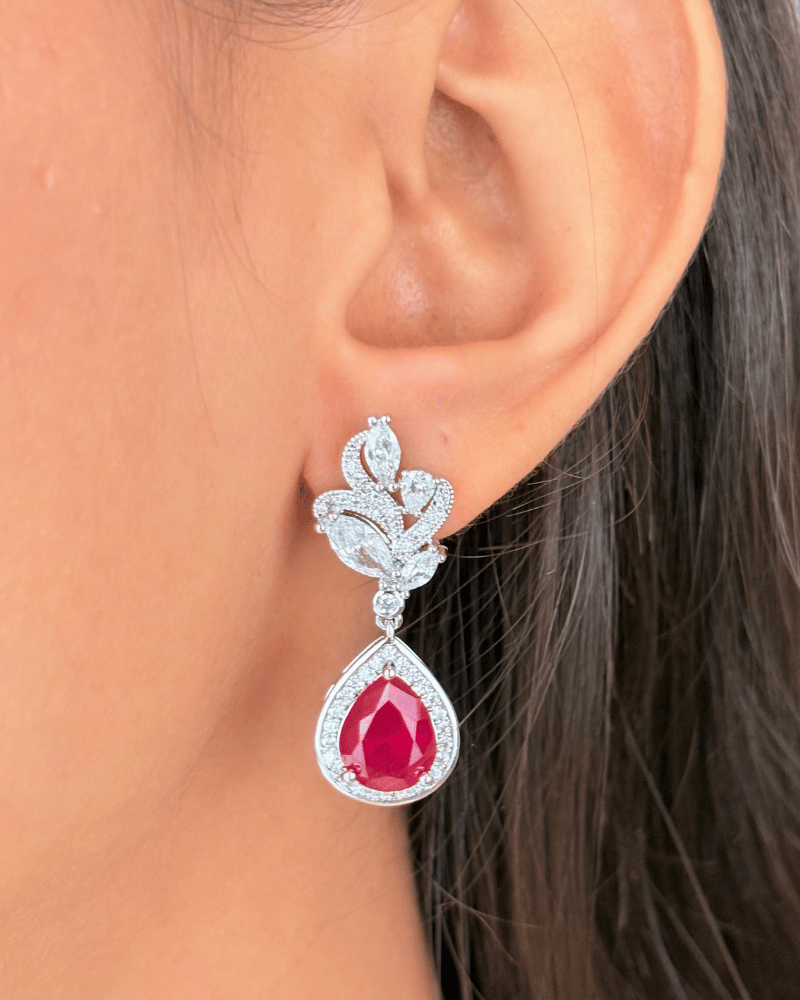 Trinity Crystal Danglers | Rhodium Plating