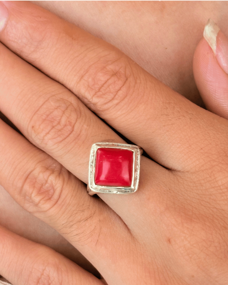 Quadra Ruby Ring | Adjustable | 92.5 Silver Jewellery