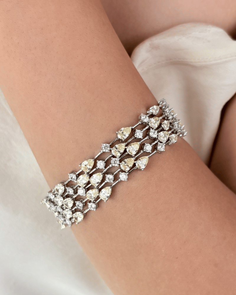 Citrine Royale Crystal Bracelet | Openable | Rhodium Plating