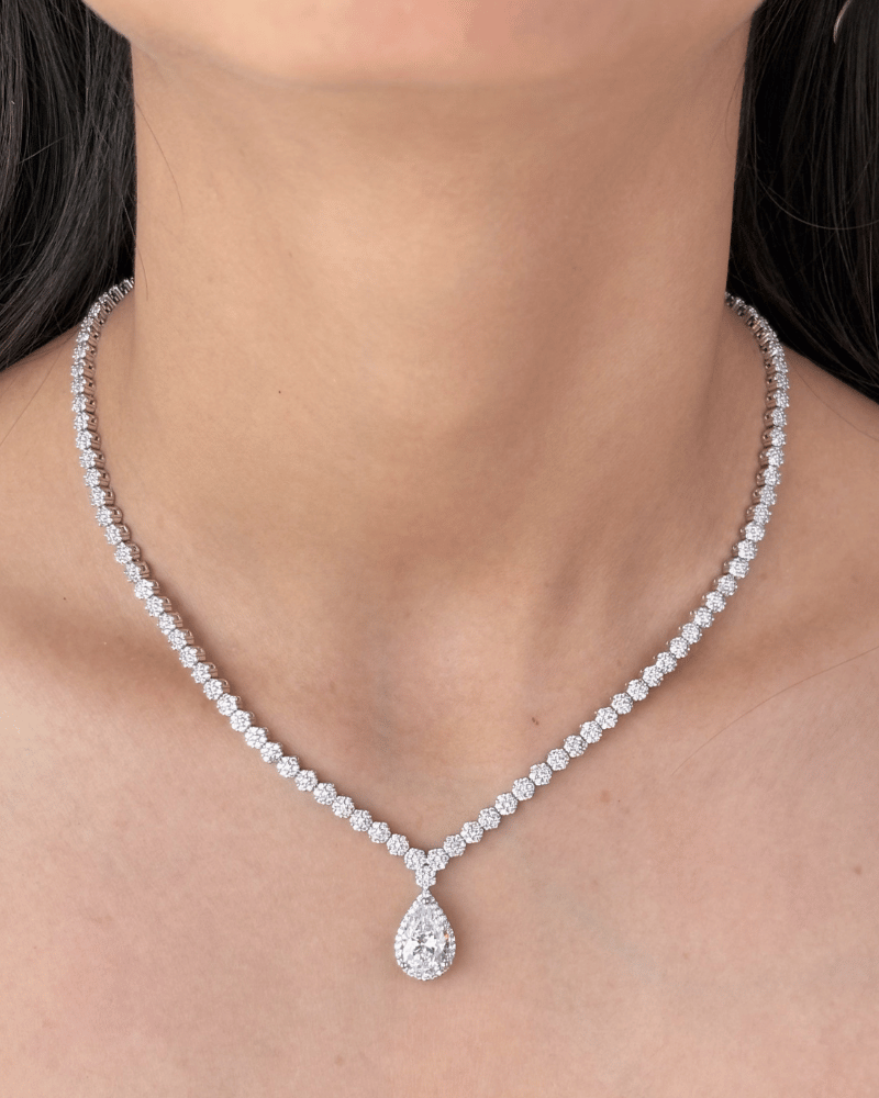 Duchess Diamond Necklace | Rhodium Plating