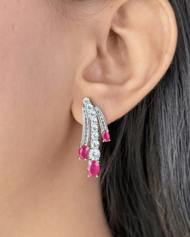 Ruby Horizon Diamond Necklace | Rhodium Plating