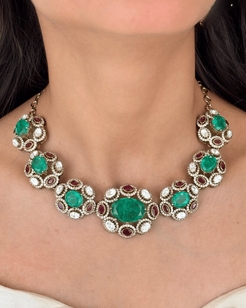 Emerald Treasury Victorian Polki Necklace