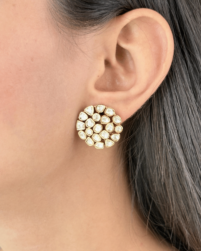 Moissanite Stud Earrings | Screw Back | 18K Gold Plating