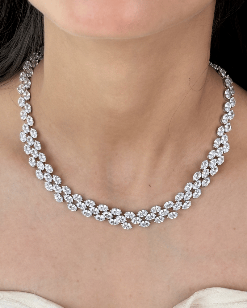 Noormala Royale Diamond Necklace | Rhodium Plating