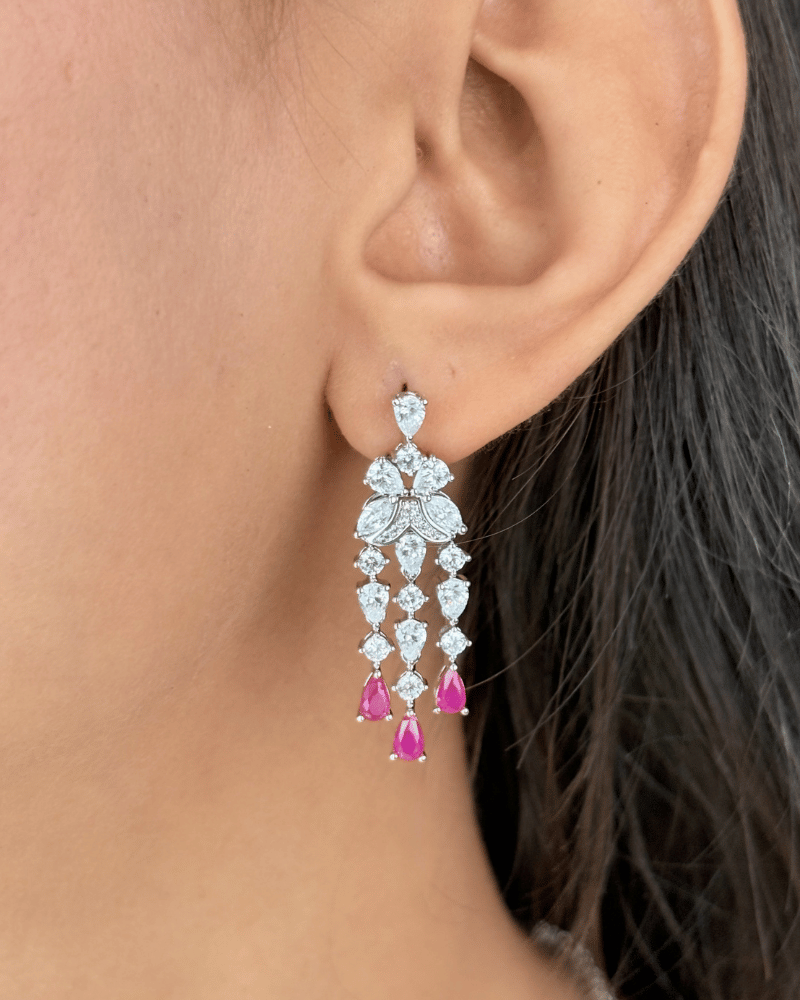 Ruby Jardin Diamond Necklace | Rhodium Plating