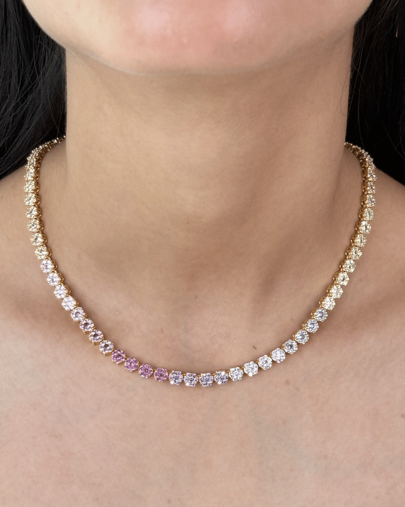 Multi Color Stardust Diamond Necklace | Rhodium Plating