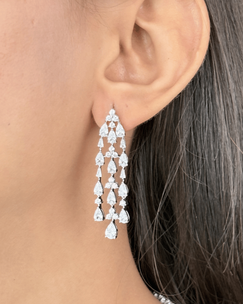 Imperial Teardrop Diamond Necklace | Rhodium Plating