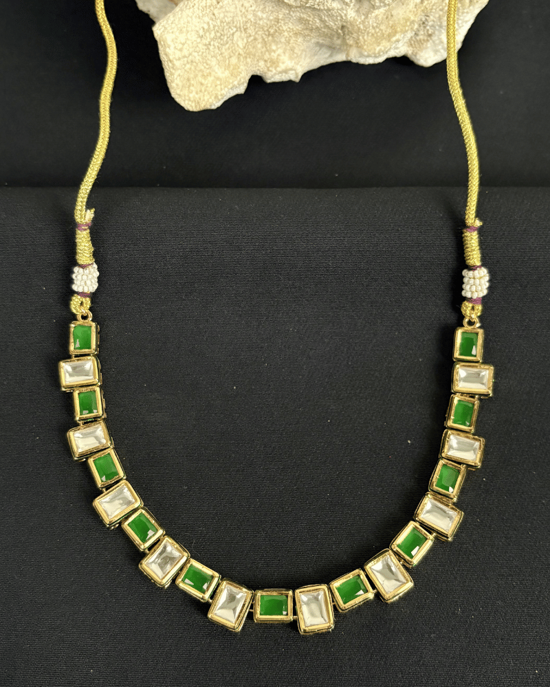 Viridian Emerald Kundan Necklace