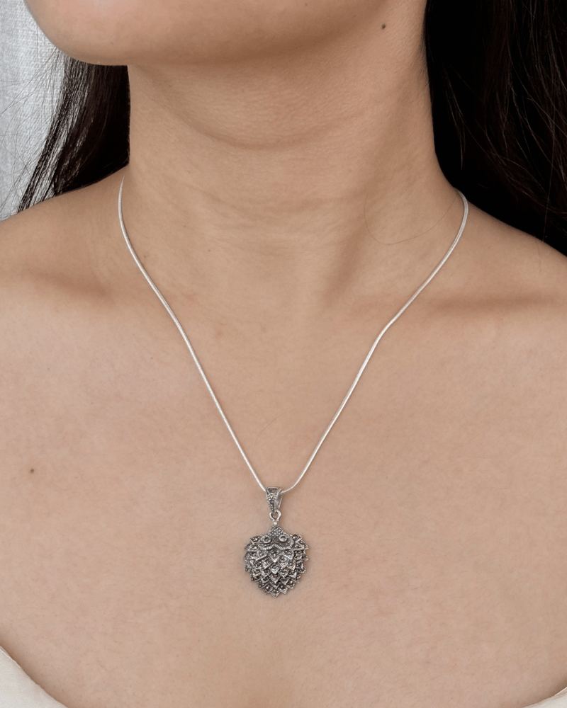 Silver Pine Pendant Set | Without Chain | 92.5 Silver Jewellery