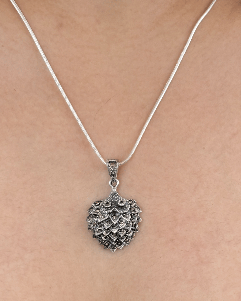 Silver Pine Pendant Set | Without Chain | 92.5 Silver Jewellery