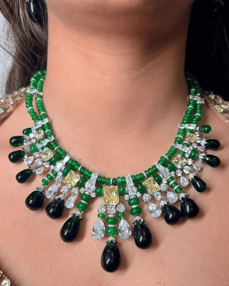 Noir Emerald Crystal Symphony Necklace