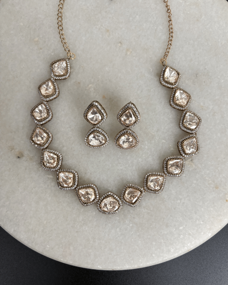 Champagne Cascade Victorian Polki Necklace
