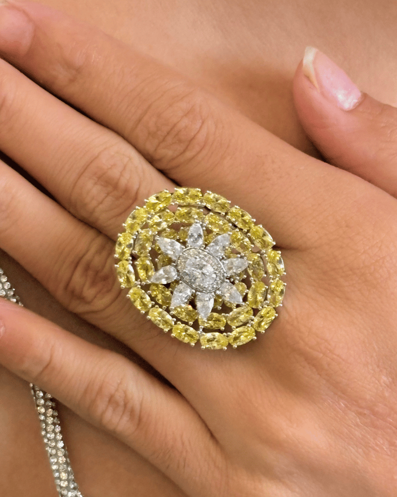 Celora Diamond Ring | Adjustable | Rhodium Plating