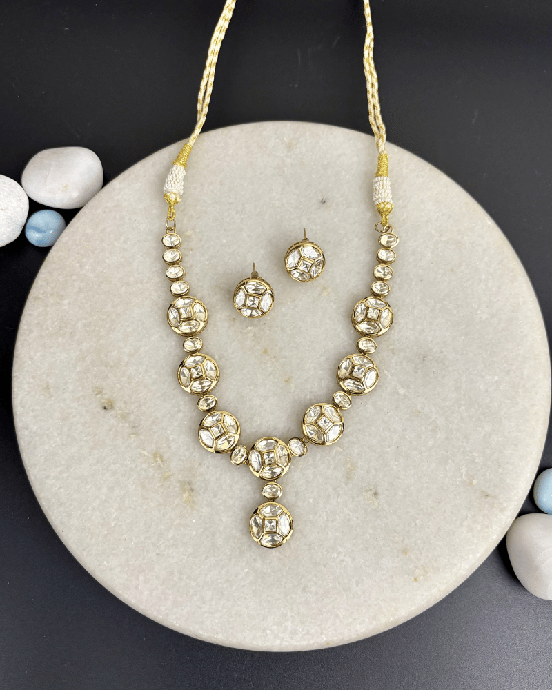 Rivaaz Medallion Drop Polki Necklace