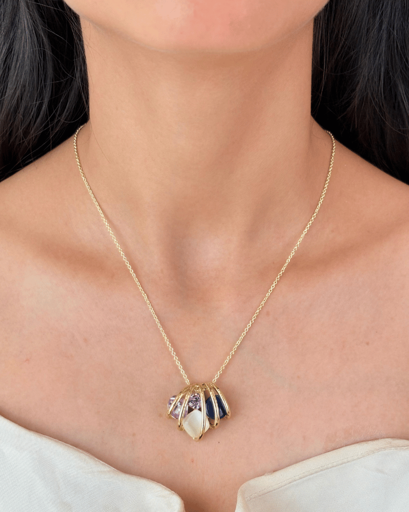 Gilded Petal Pendant Set | With Chain