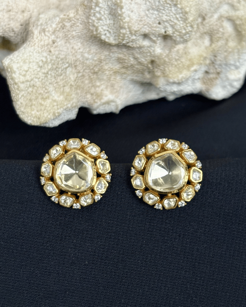 Seher Moissanite Studs | Screw Back | 18K Gold Plating