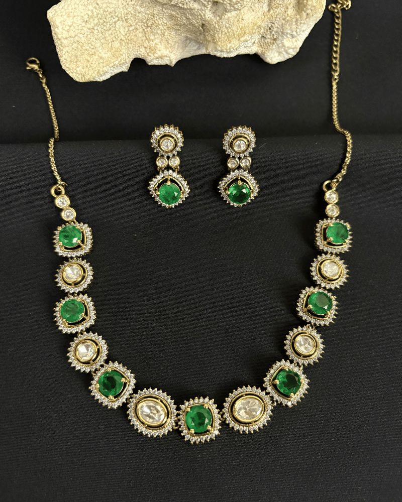 Samudra Emerald Victorian Polki Necklace