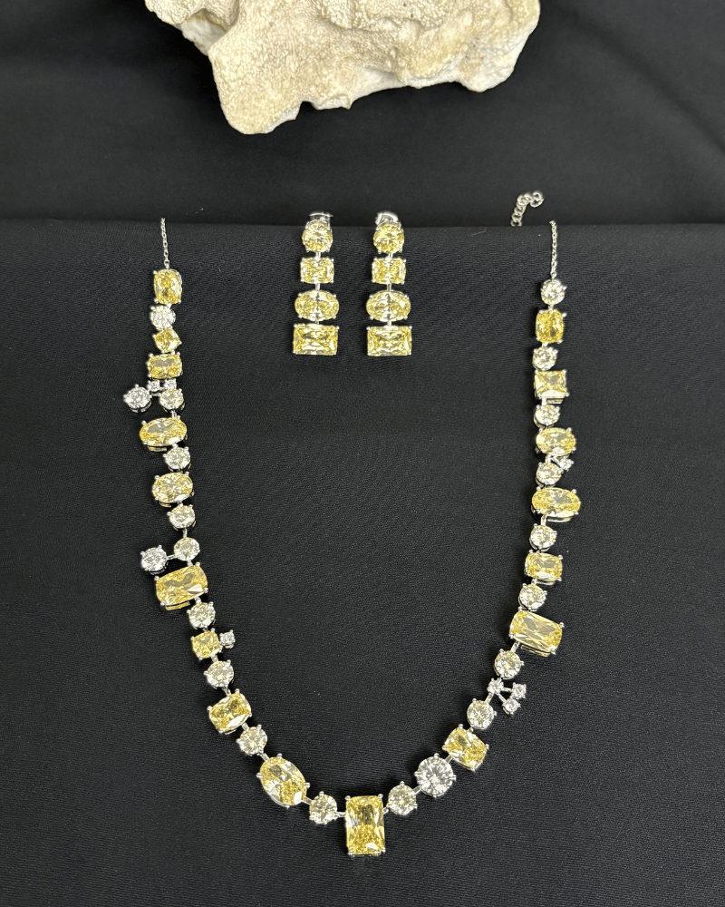 Royale Citrine Crystal Necklace | Rhodium Plating