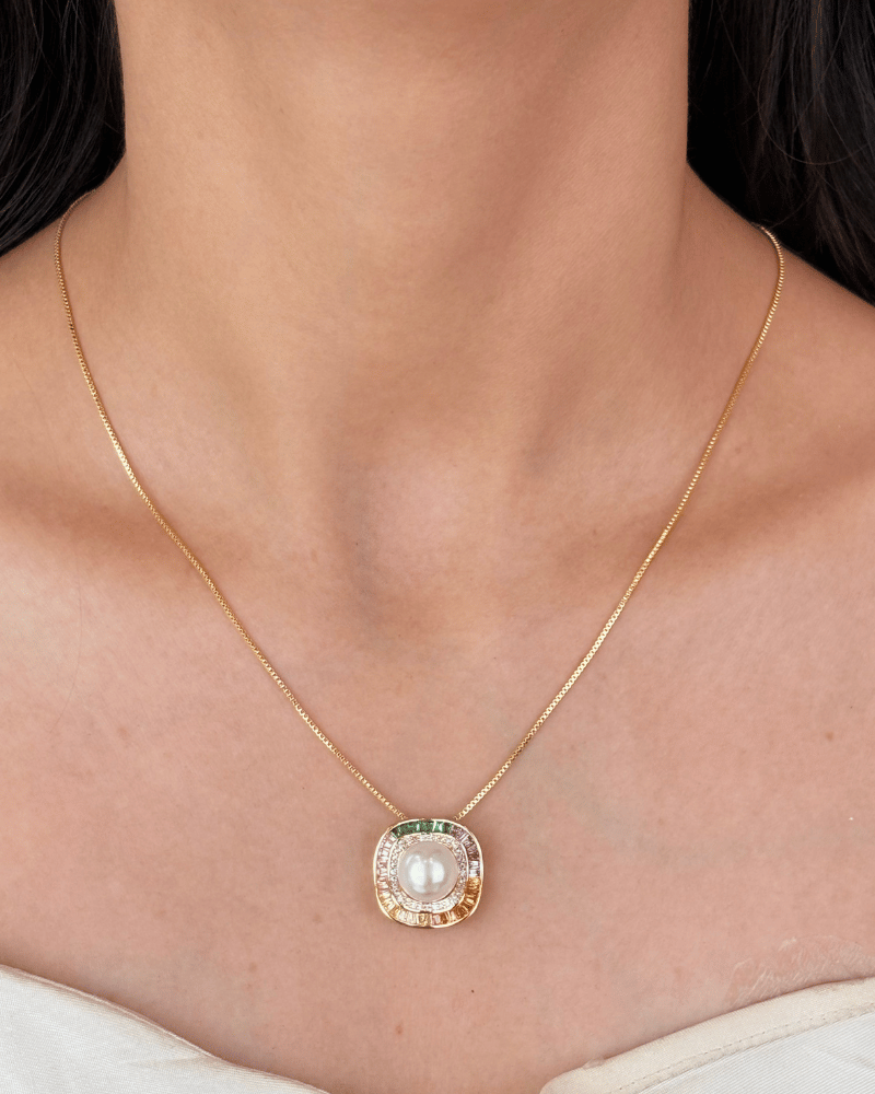 Calista Pearl Multi Color Pendant Set | With Chain