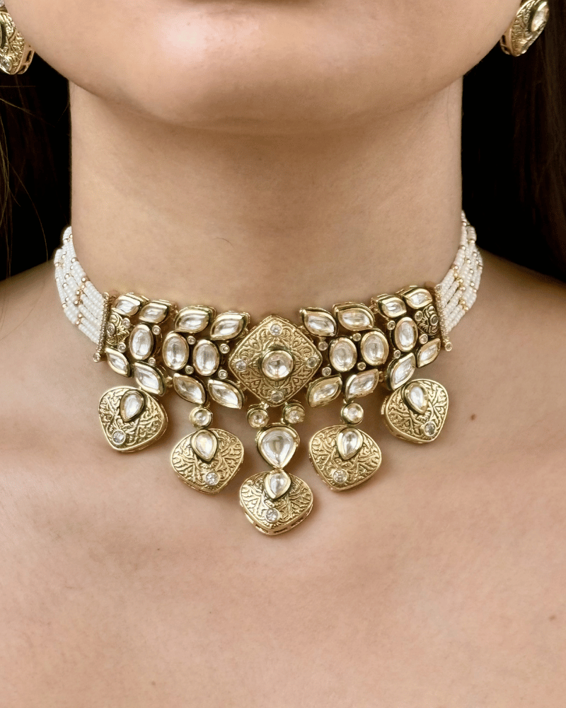 Nawabika Drop Kundan Necklace