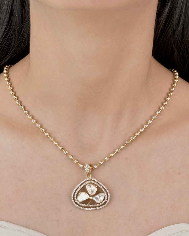 The Florence Moissanite Pendant Set | Without Chain | Screw Back | 18K Gold Plating