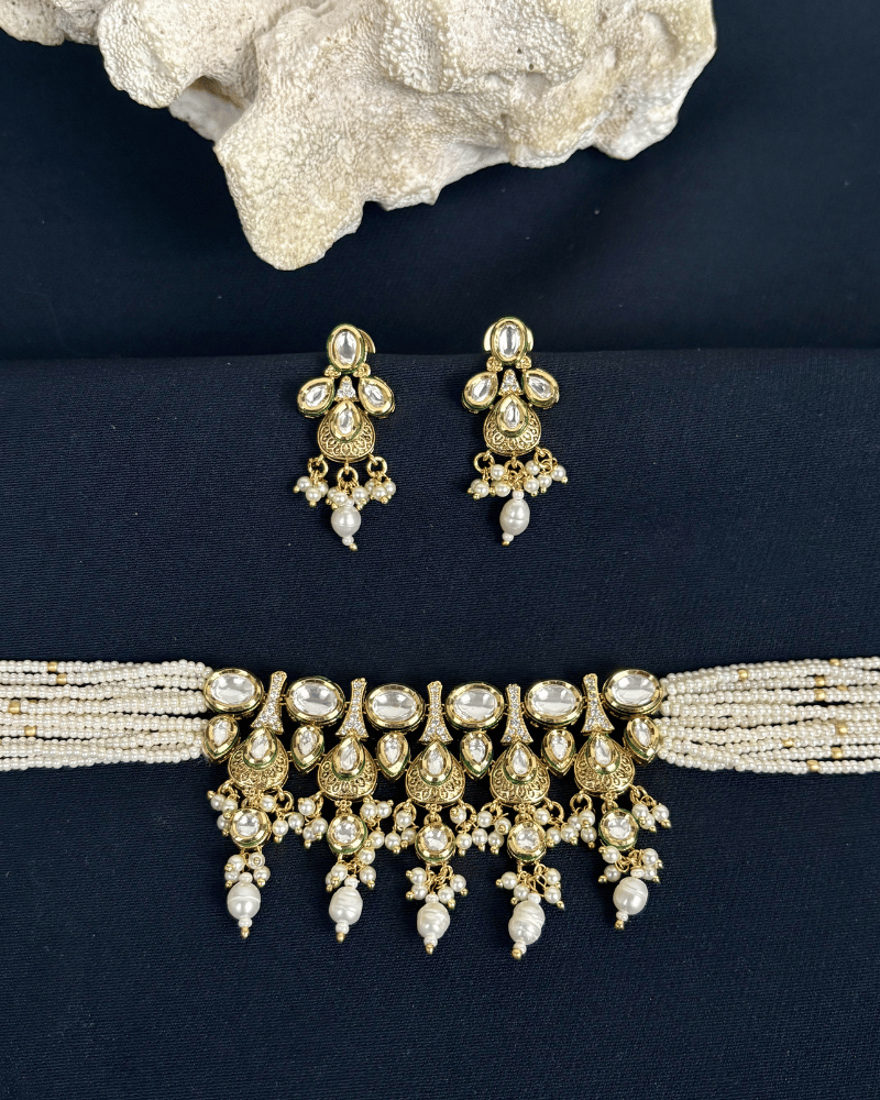 Mythili Kundan Choker With Moti Drops | Mint Work
