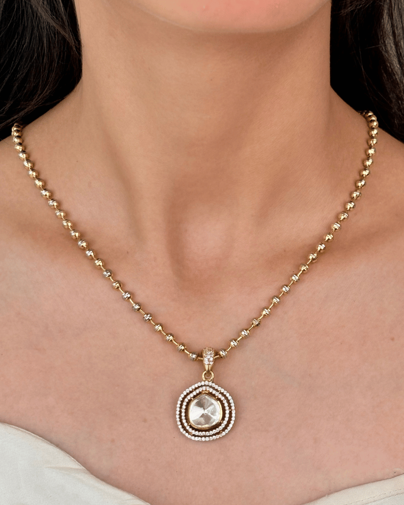Jashn Moissanite Pendant Set | Without Chain | Screw Back | 18K Gold Plating