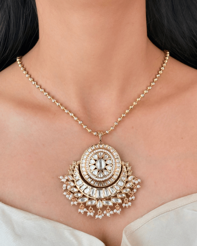 Mahira Polki Pendant Set | Without Chain | Big Size | 18K Gold Plating