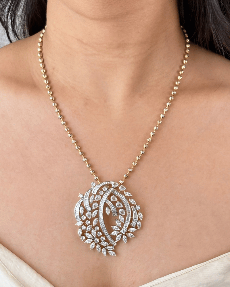 Simran Diamond Pendant Set | Without Chain | Screw Back