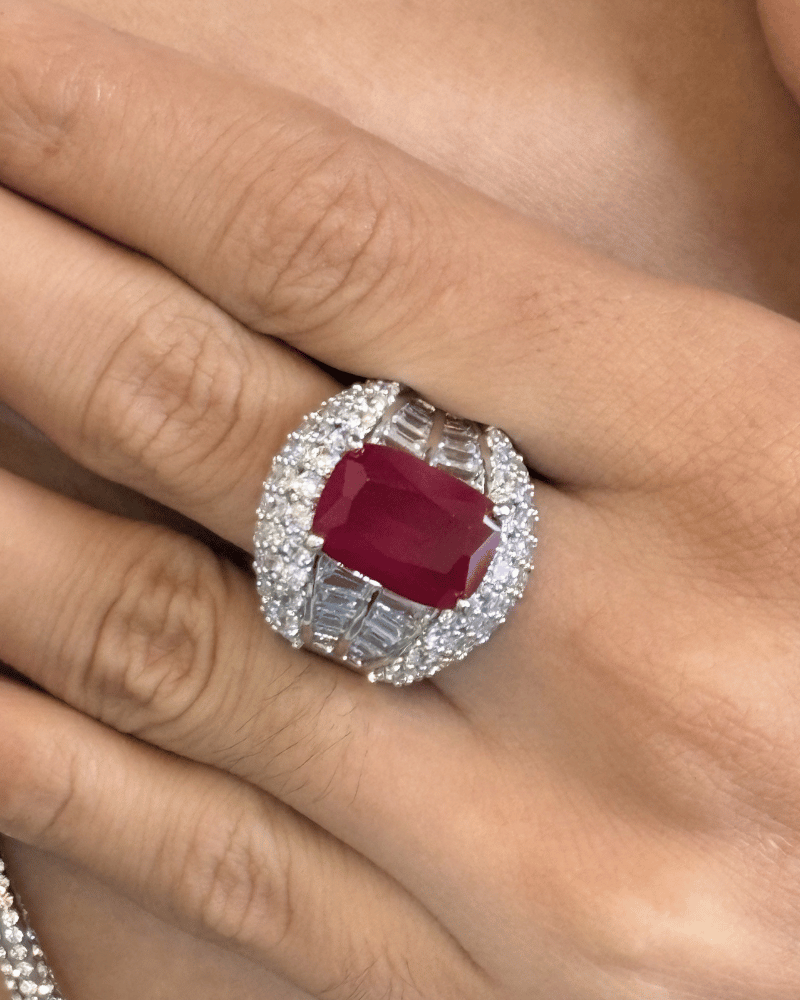 Crysta Diamond Ring | Adjustable | Rhodium Plating