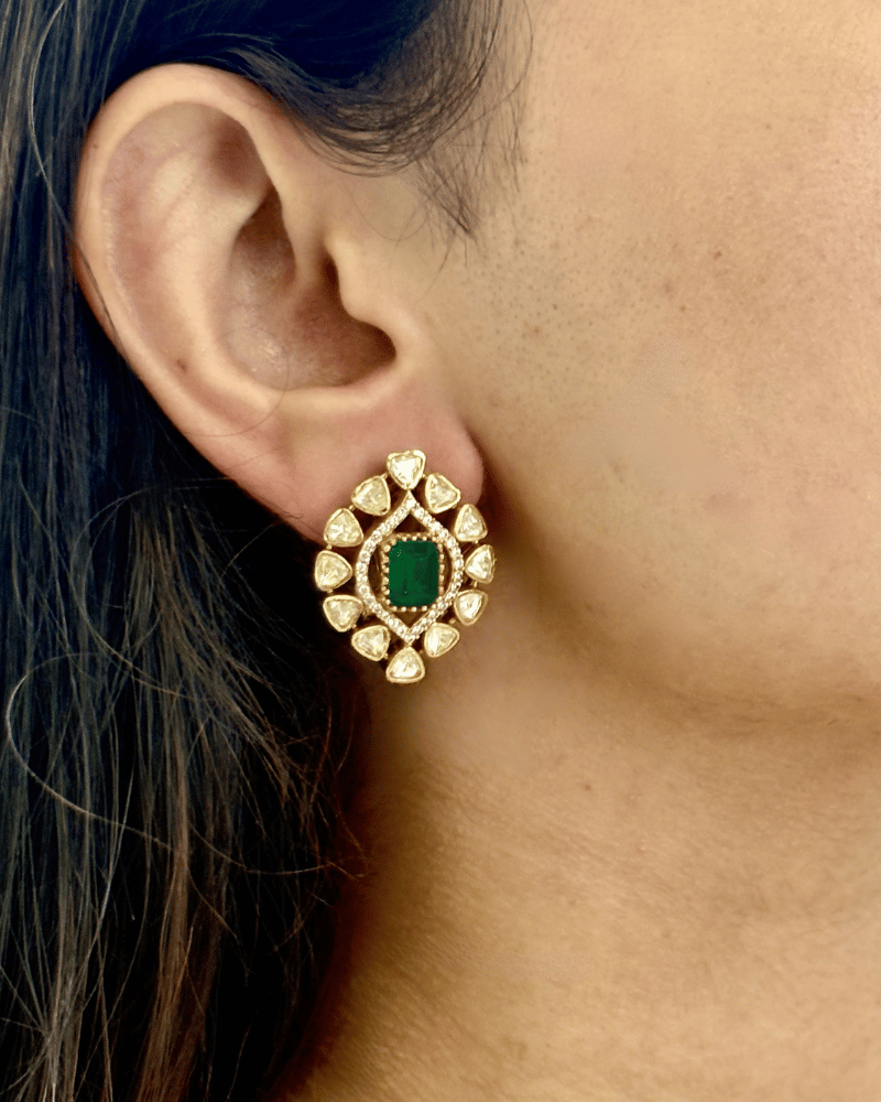 Ashiyan Moissanite Studs | Screw Back | 18K Gold Plating