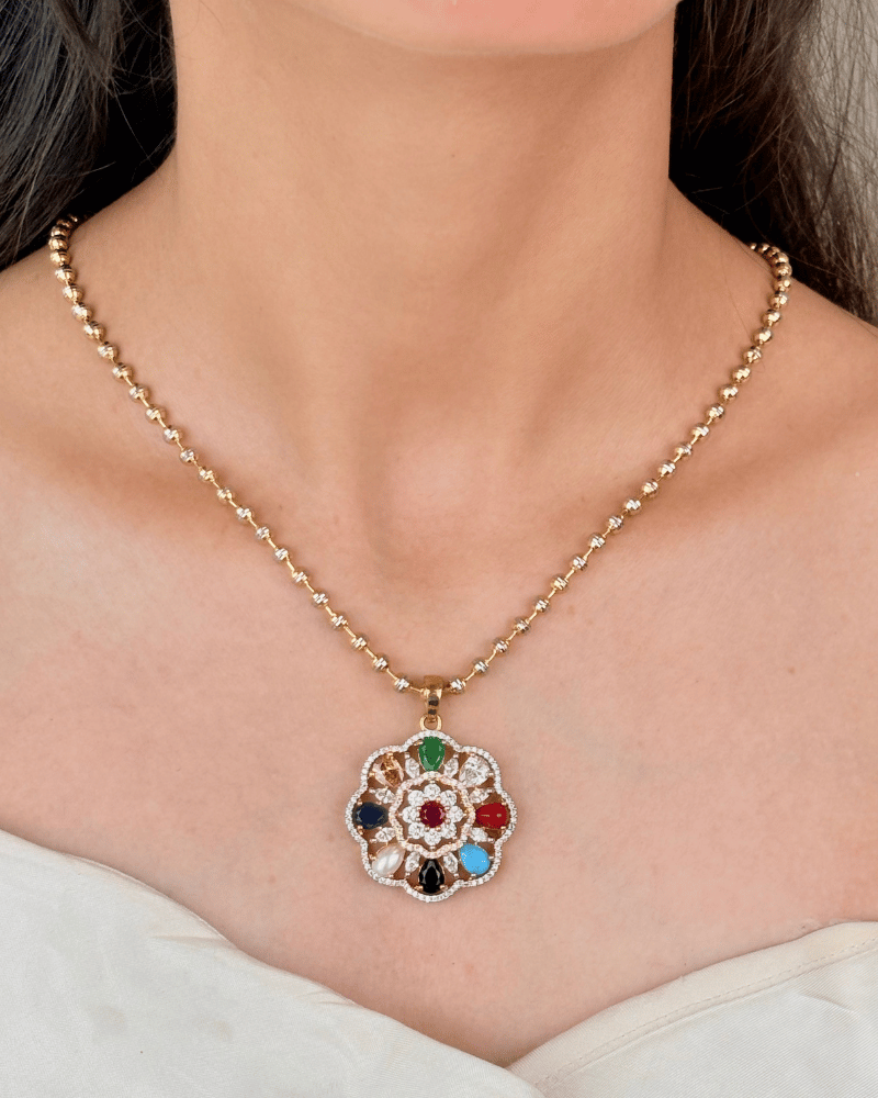 Multi Color Fiora Diamond Pendat Set | Without Chain