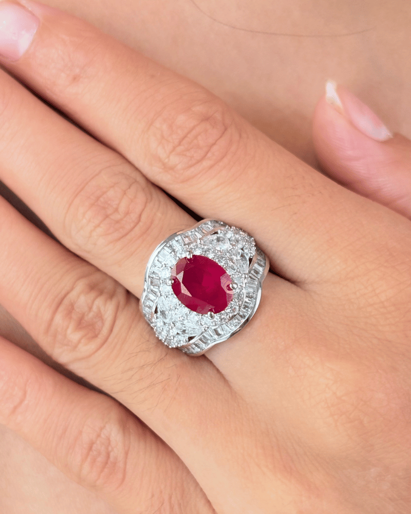 Regalia Cocktail Diamond Ring | Adjustable | Rhodium Plating