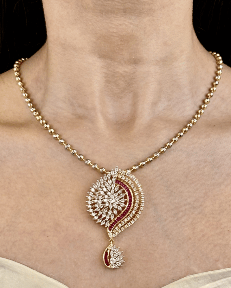 Radiant Ruby Diamond Pendant