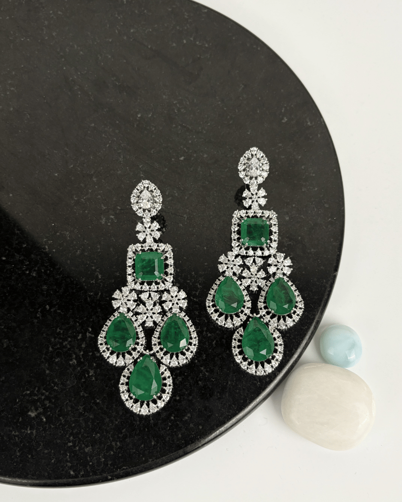 Haarika Emerald Danglers