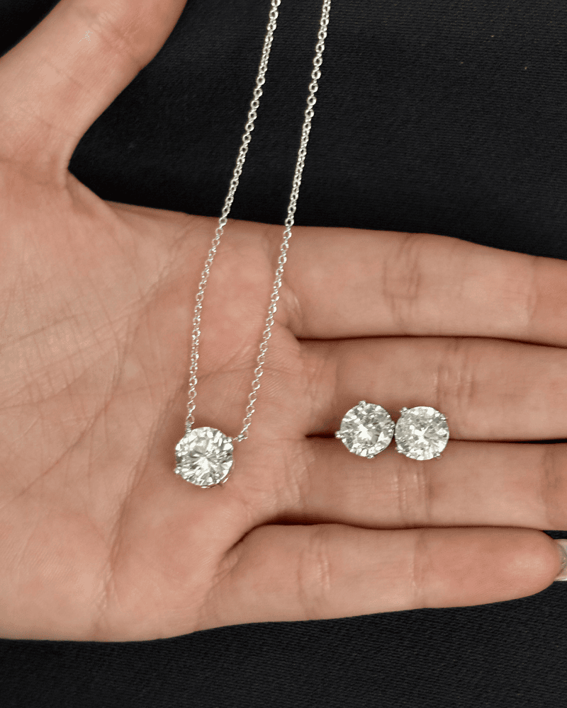 3 Carat Solitaire Pendant Set With Chain | Rhodium Plating