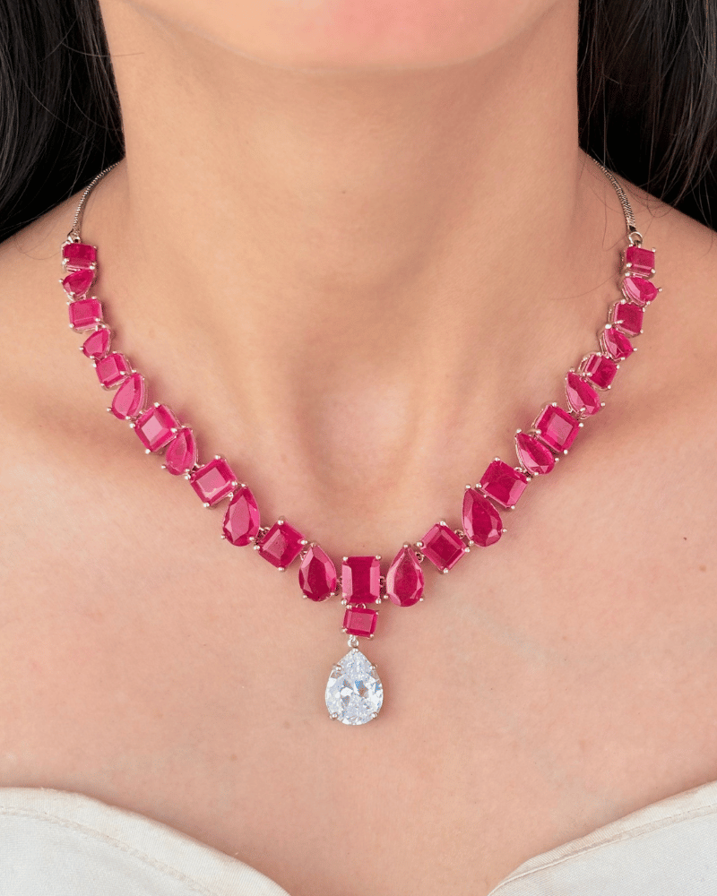 Ruby Whisper Doublet Stones With Crystal Drop