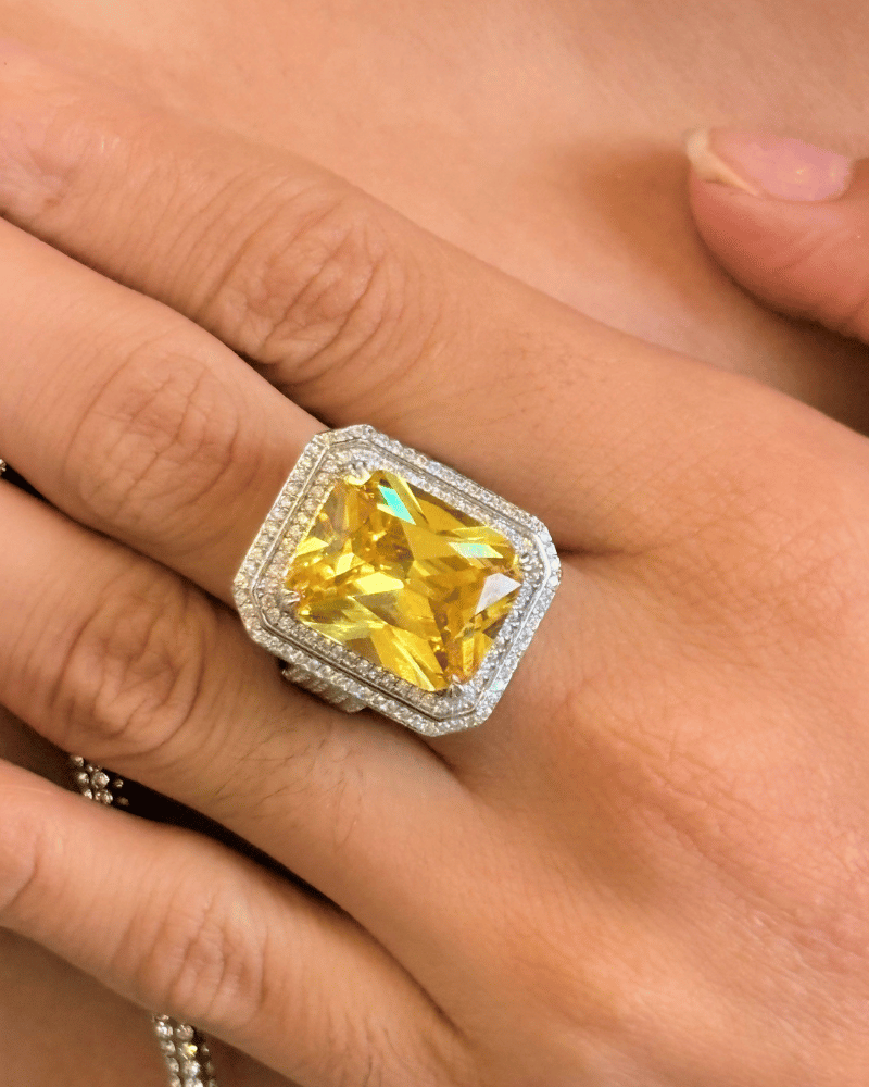 Crown Jewel Crystal Ring | Adjustable | Rhodium Plating